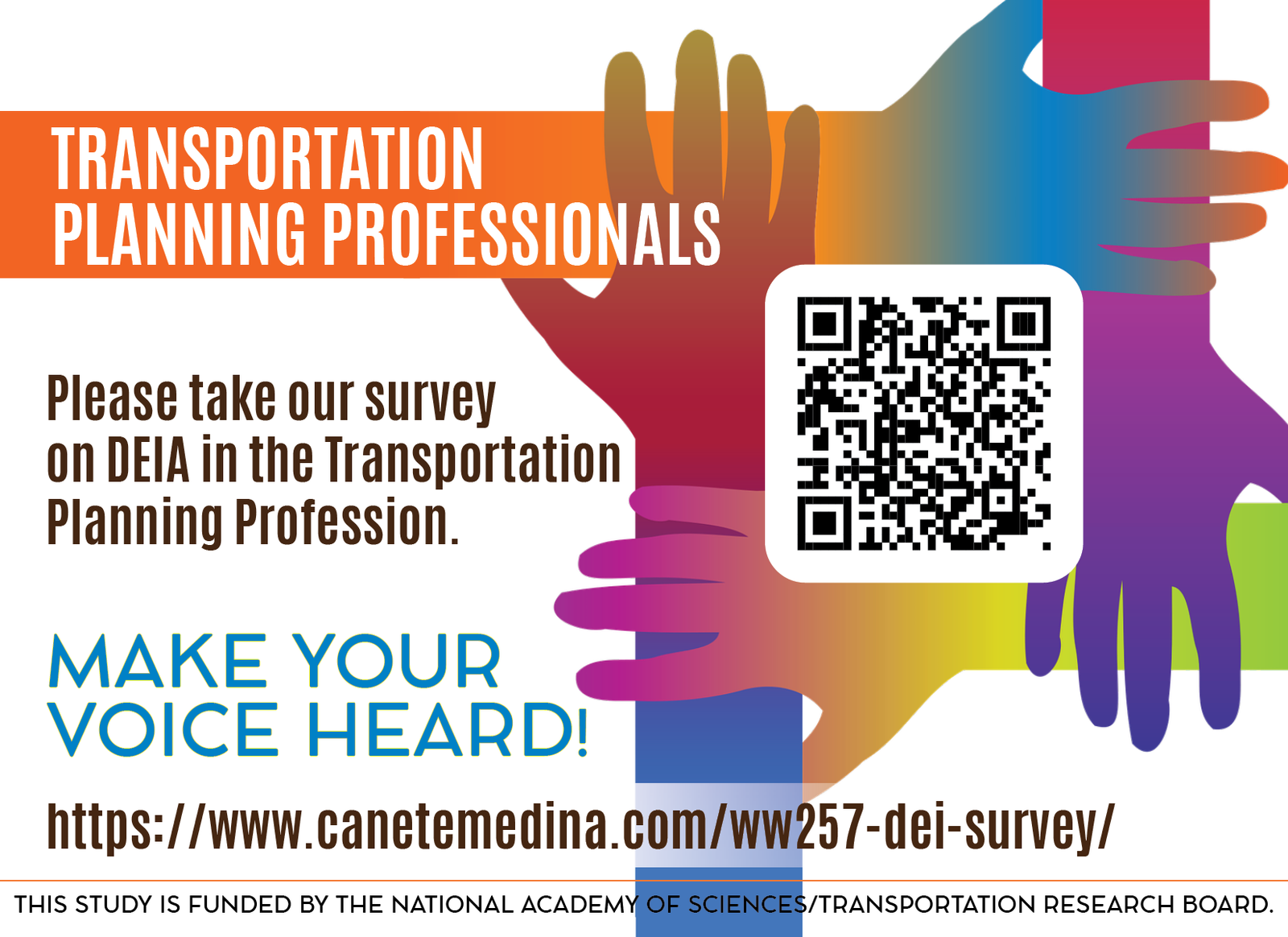 DEI Newsletter graphic with hands and QR code